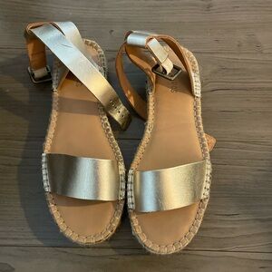Soludos Cadiz Leather espadrille platform sandal (gold)